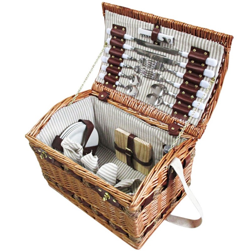 Picnic Basket with Accessories and Cheese Board for 4 Persons