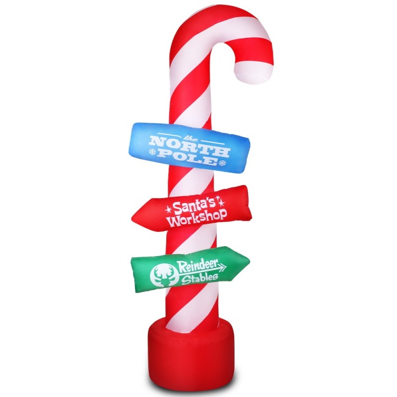 Giant Inflatable Santa Guide Candy Pole 2 4 Meter Tall Christmas